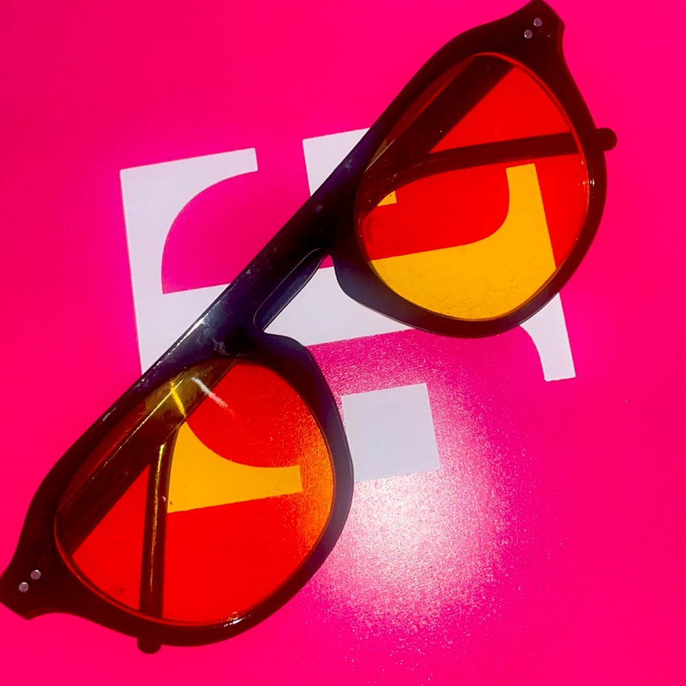 Perfect condition black glasses with yellow tints